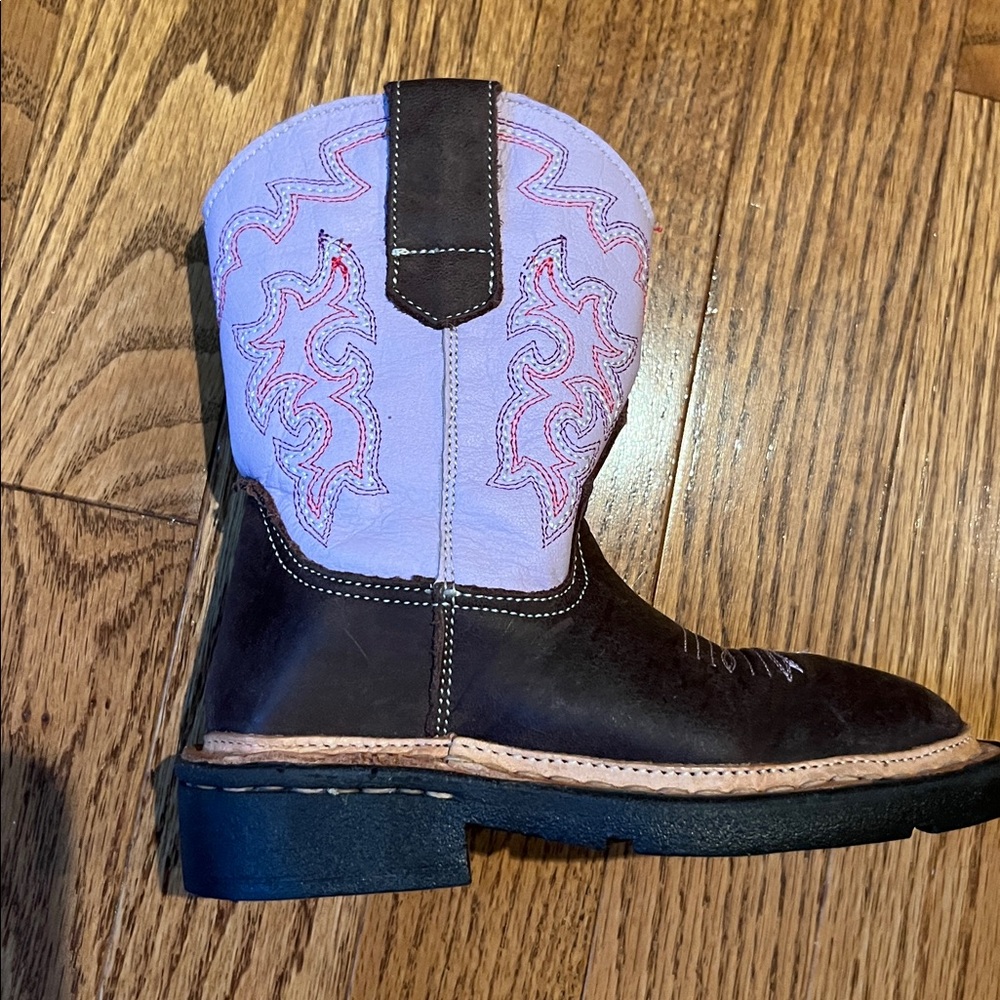 ROPER PINK AND BROWN LEATHER GIRLS WESTERN BOOTS SIZE 7 - Picture 4 of 10